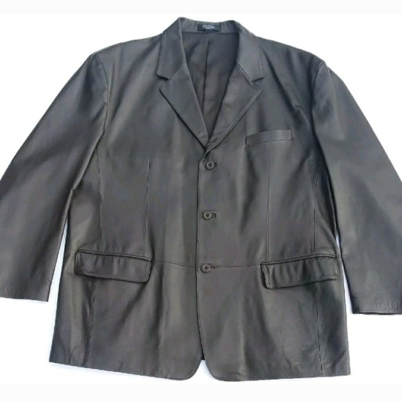 J. FERRAR DARK BROWN Leather Jacket XL - Picture 3 of 9